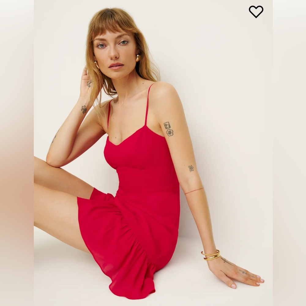 Reformation Aviana Mini Slip Dress in Cherry Red